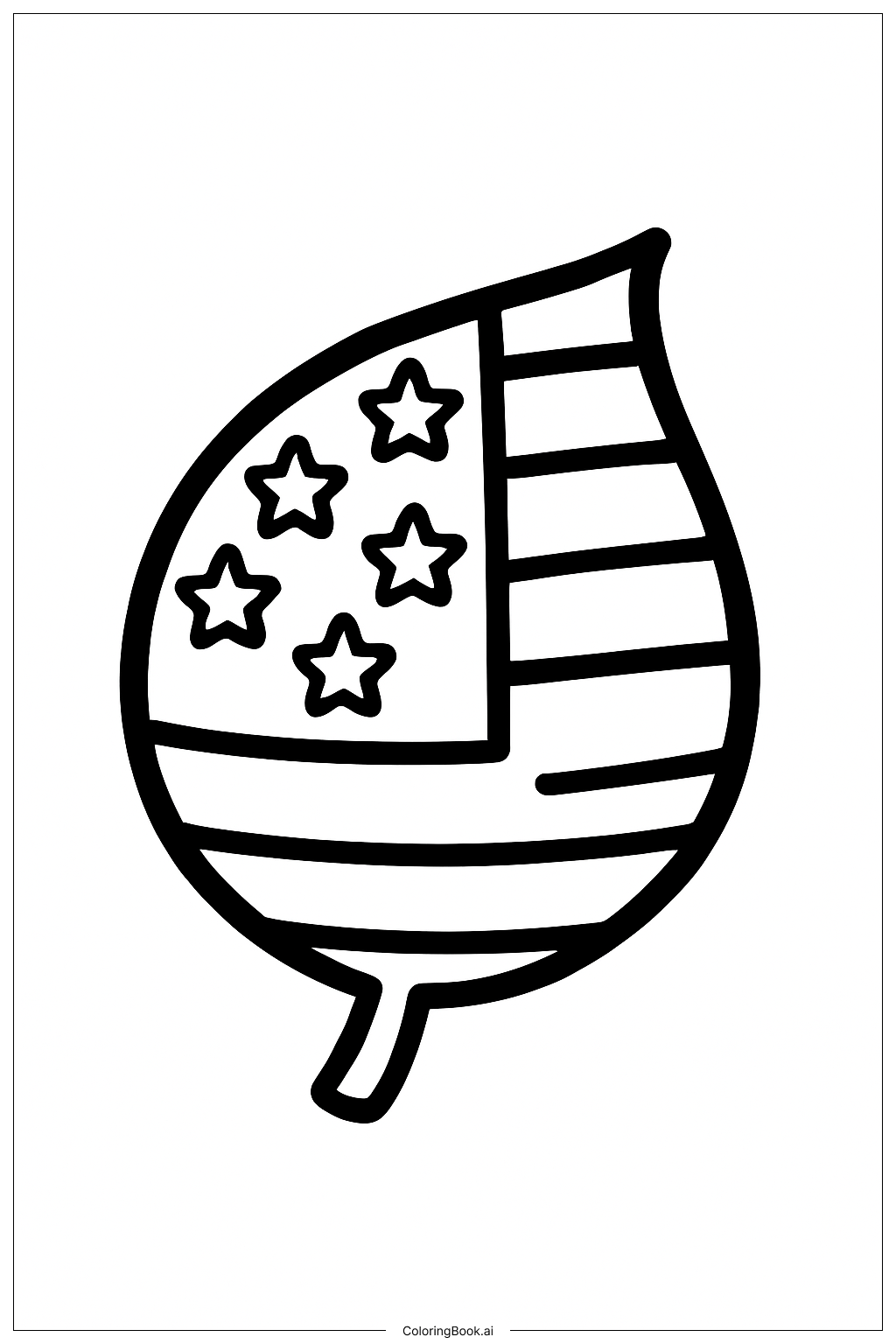  アメリカ合衆国旗の葉の模様の塗り絵ページ 