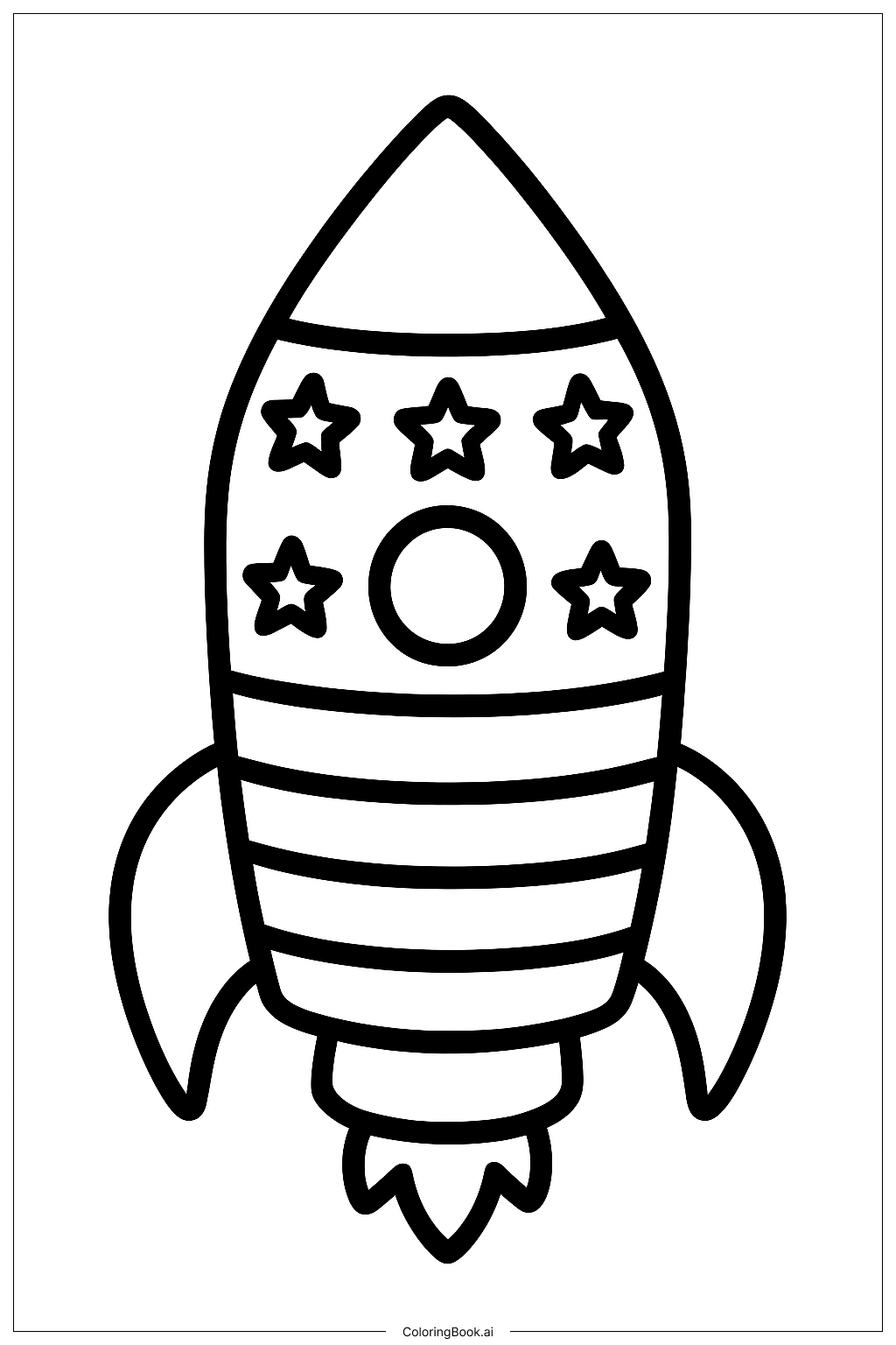  アメリカ合衆国旗のロケットおもちゃの塗り絵ページ 