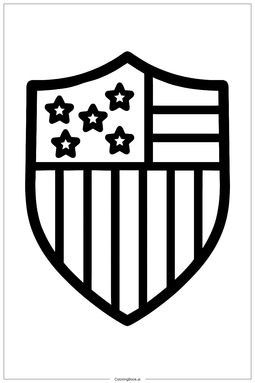  アメリカ合衆国旗 シンプルシールドの塗り絵ページ 