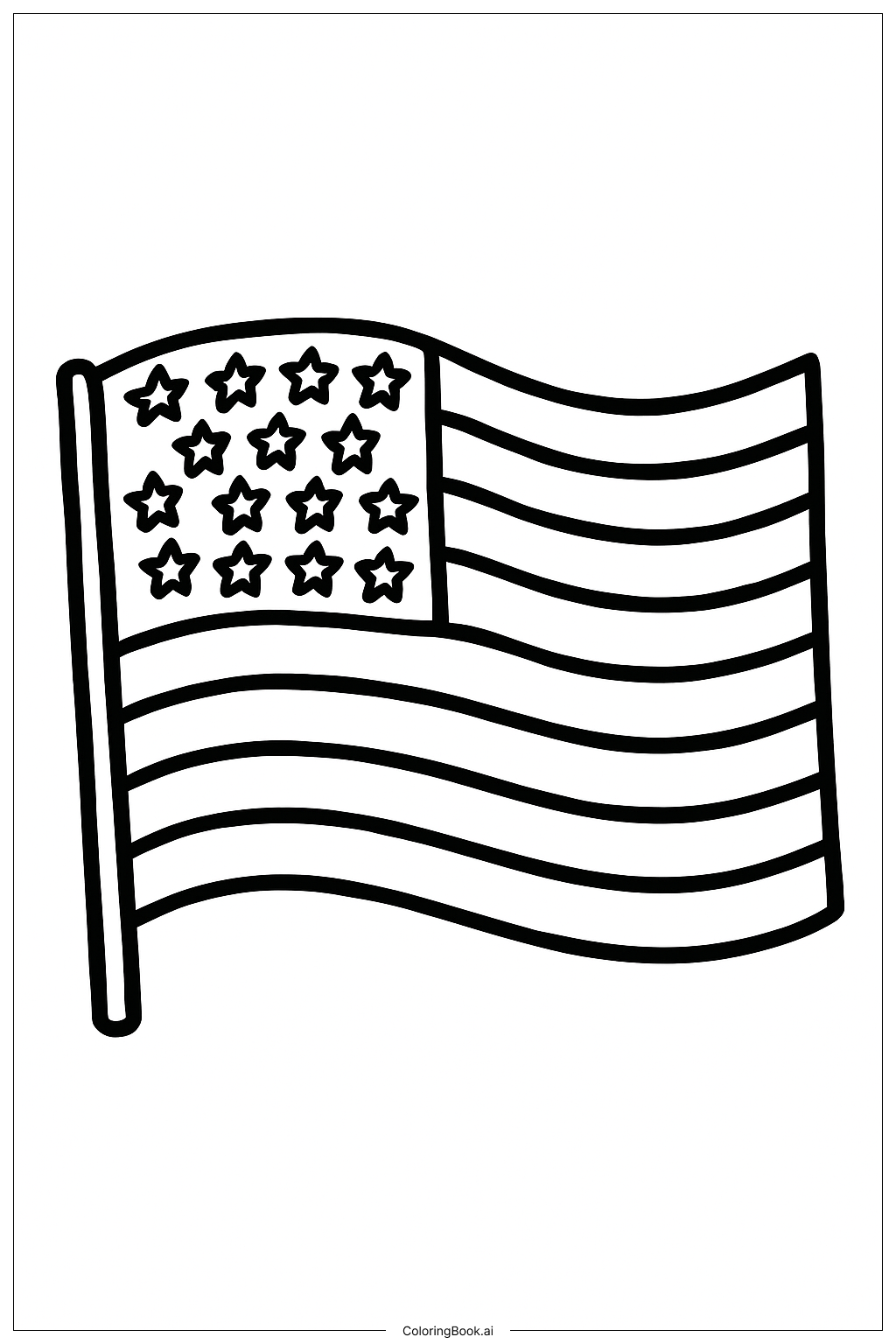  アメリカ合衆国旗のシンプルな波の塗り絵ページ 