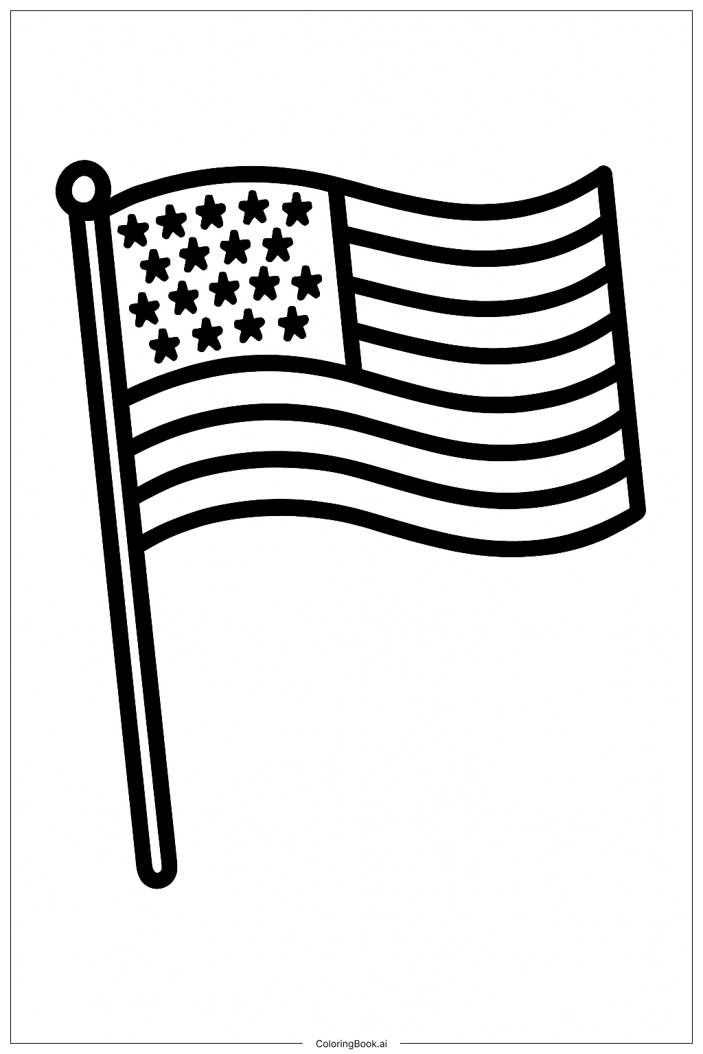  アメリカ合衆国旗 小型手持ちの塗り絵ページ 