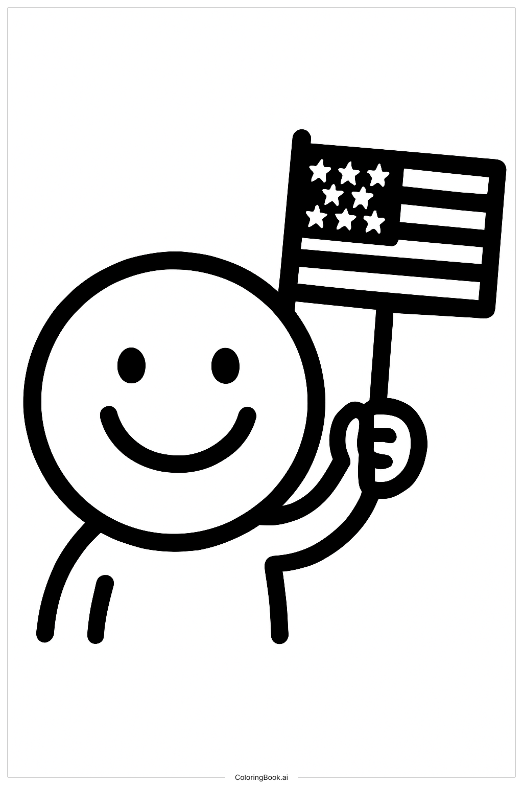  アメリカ合衆国の旗と笑顔の塗り絵ページ 
