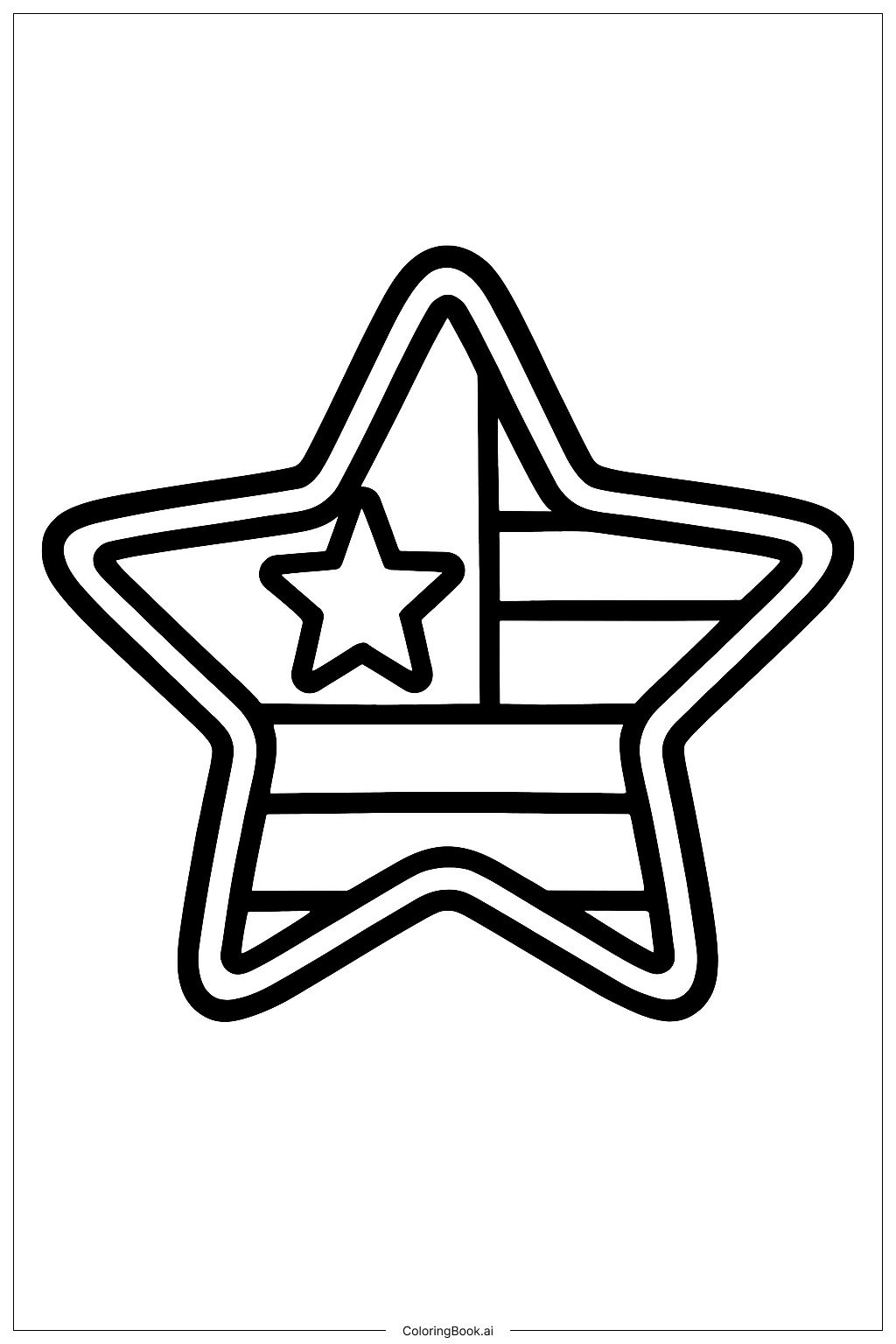  アメリカ国旗の星パッチの塗り絵ページ 