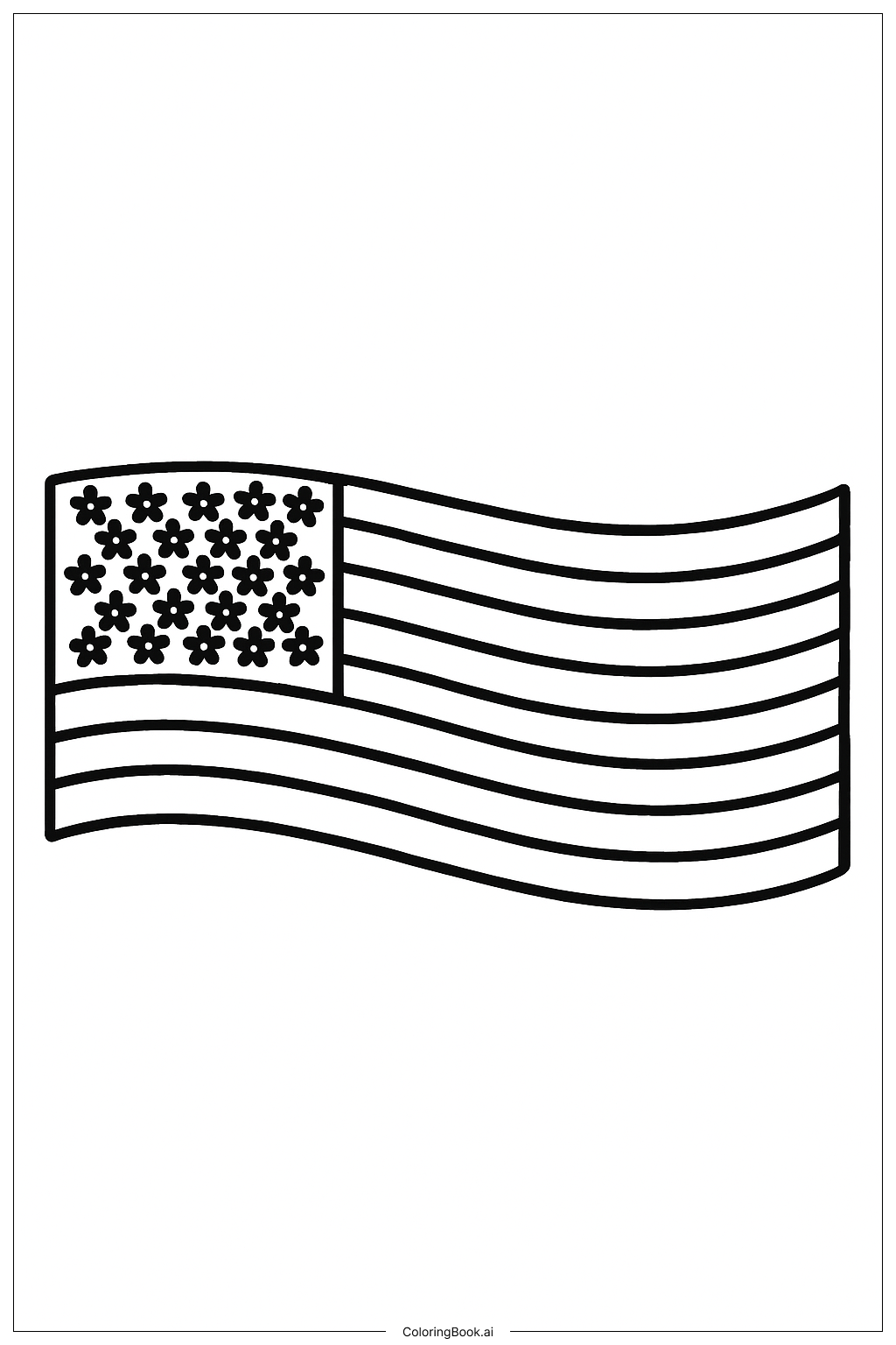  アメリカ合衆国旗のストライプバナーの塗り絵ページ 