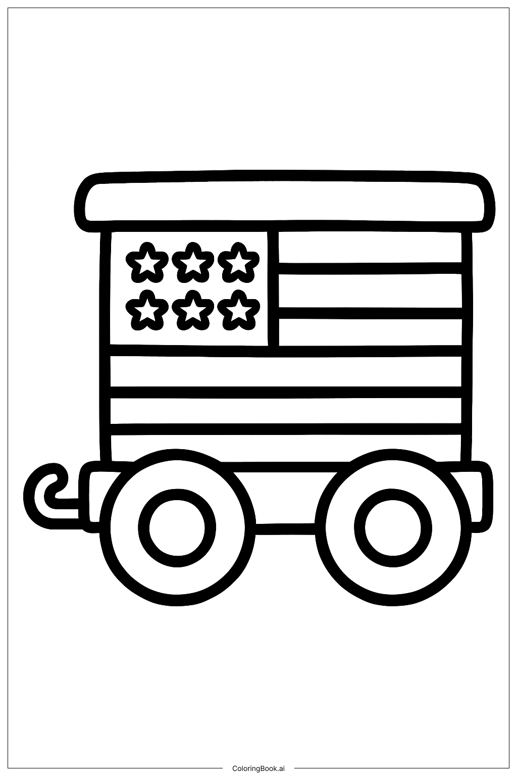  アメリカ合衆国の旗の列車車両の塗り絵ページ 