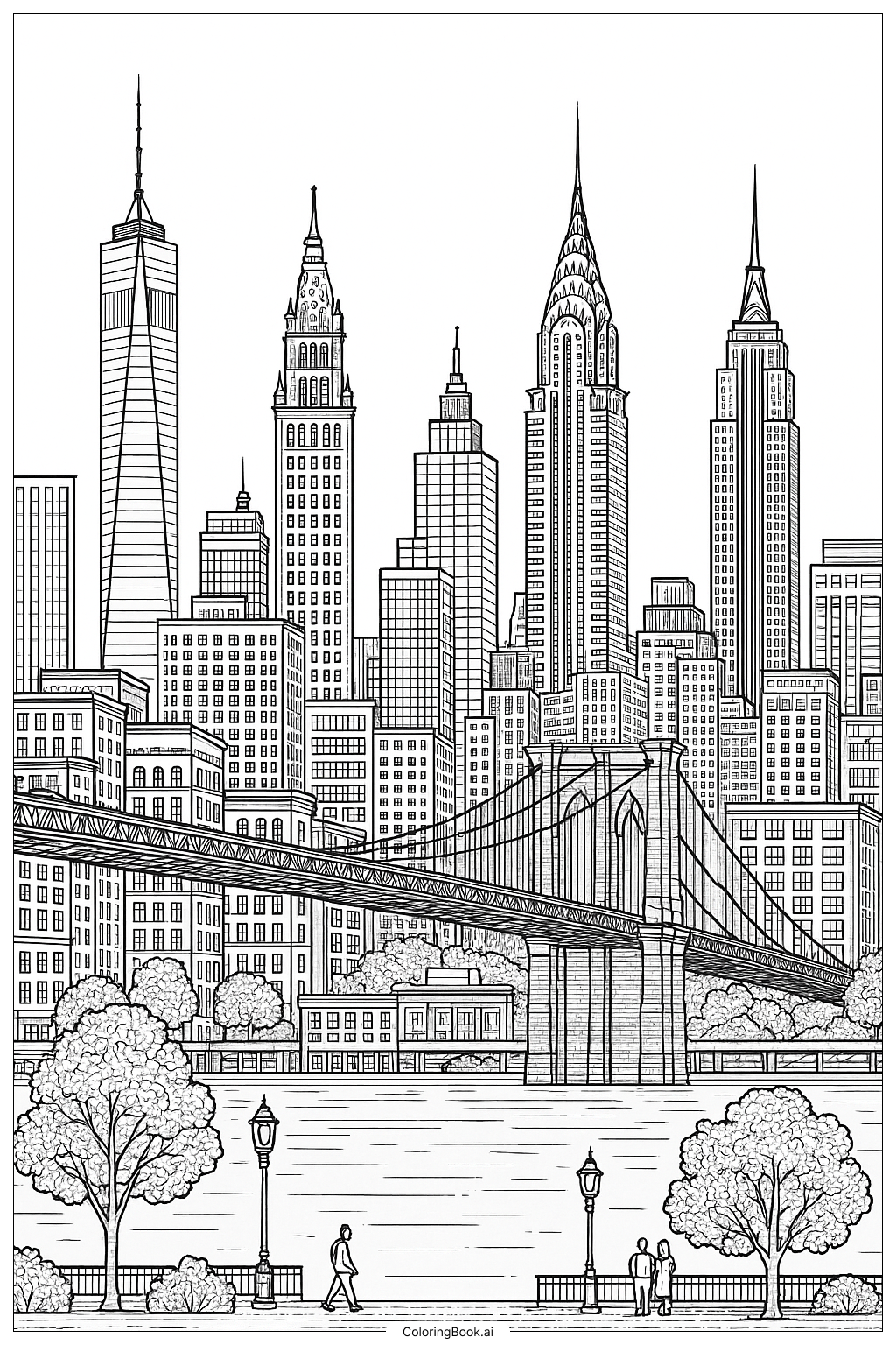  USA Stadt-Skyline Ausmalseite 