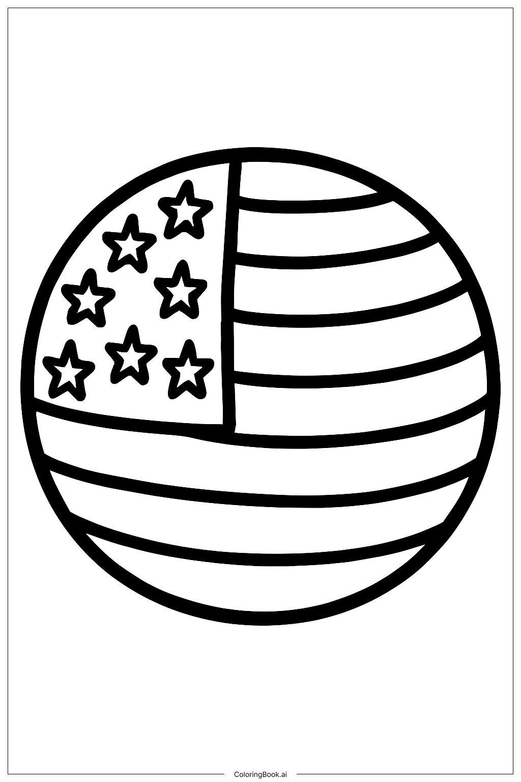  美国国旗球填色页 