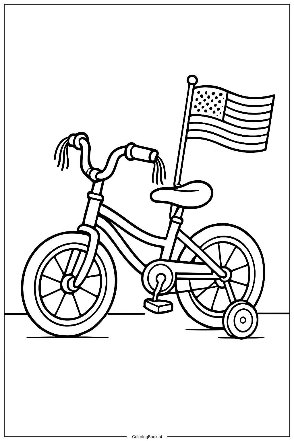 美国国旗自行车填色页