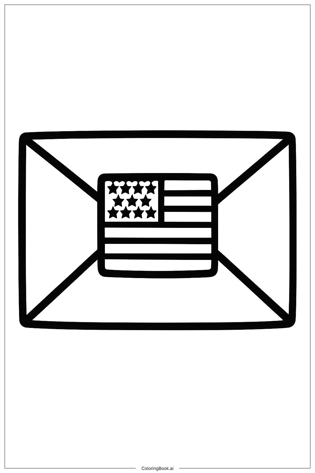  美国国旗信封填色页 