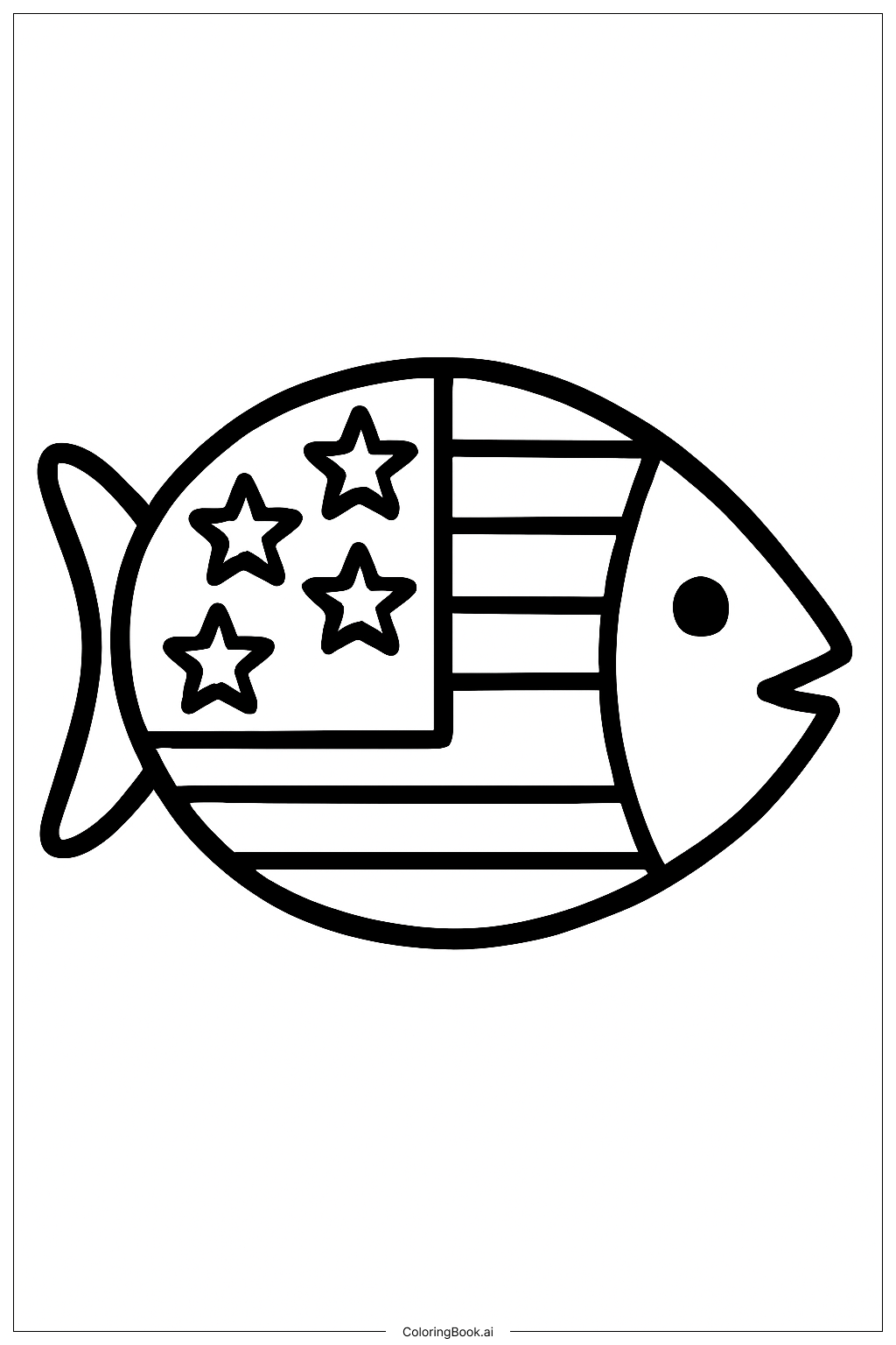  美国国旗鱼填色页 