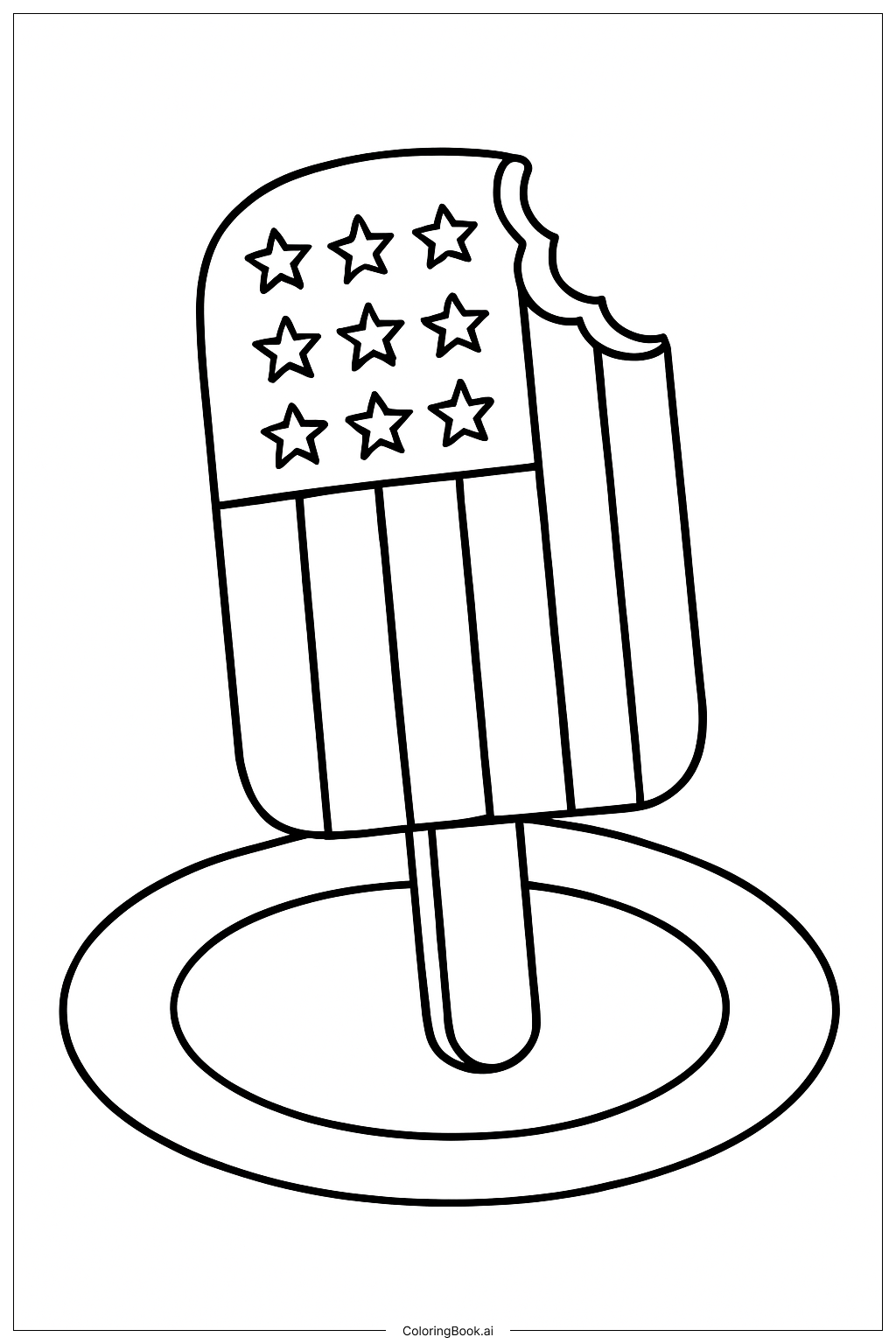  Page de coloriage Sucette glacée drapeau des États-Unis 