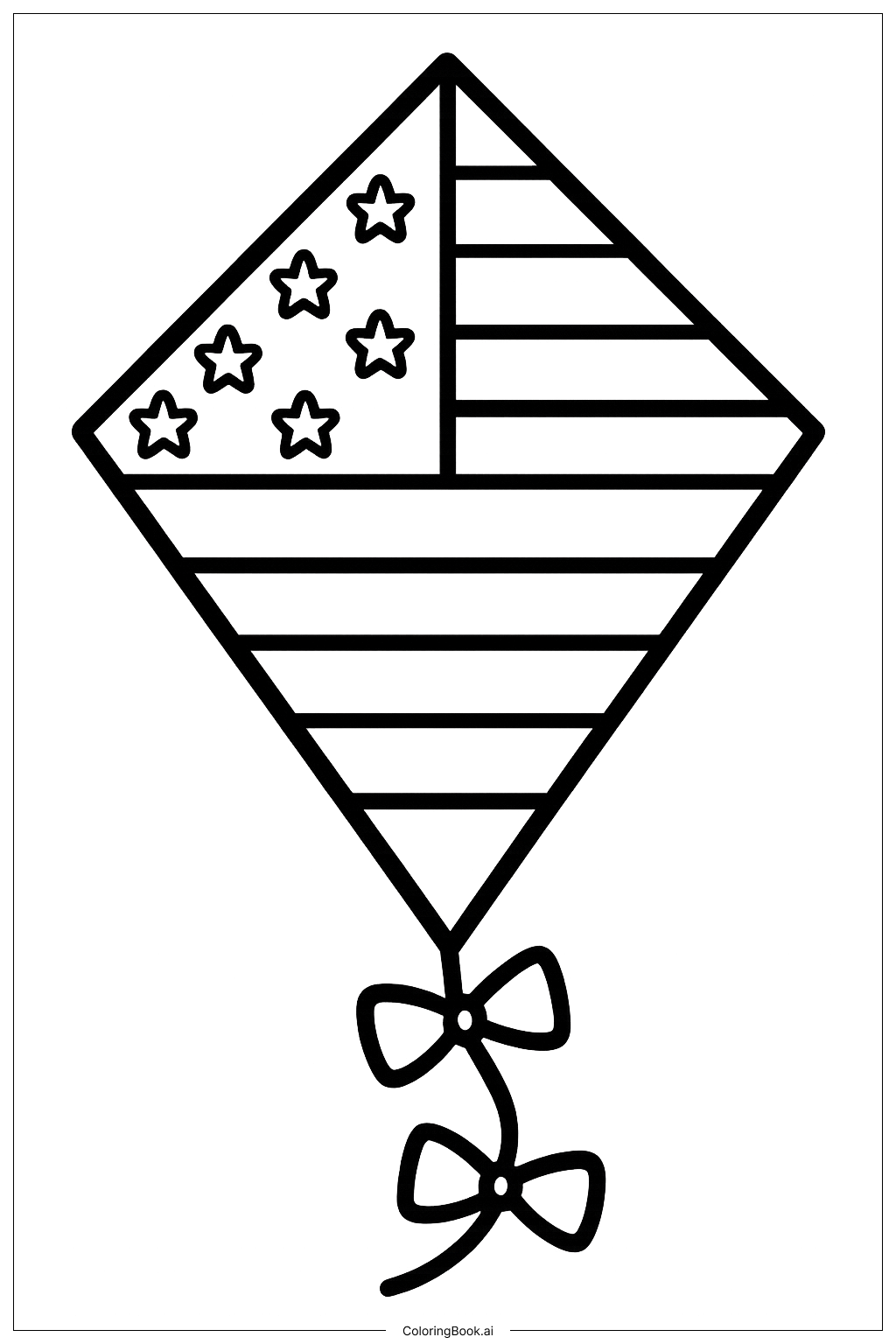  美国国旗风筝填色页 