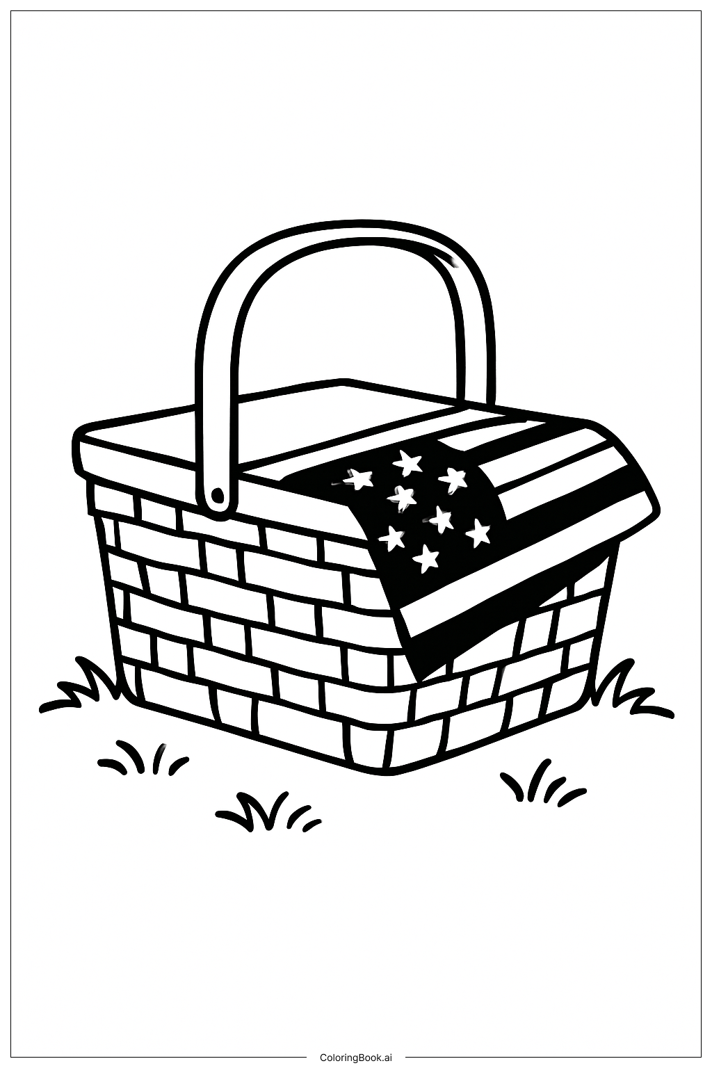 Panier de pique-nique avec drapeau américain