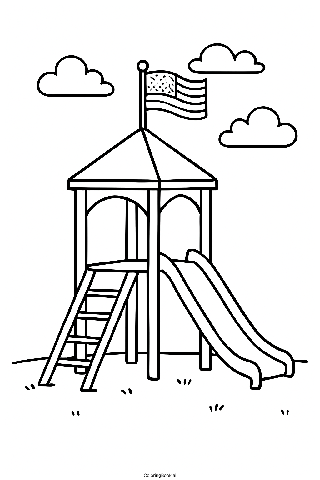 Terrain de jeu avec drapeau américain