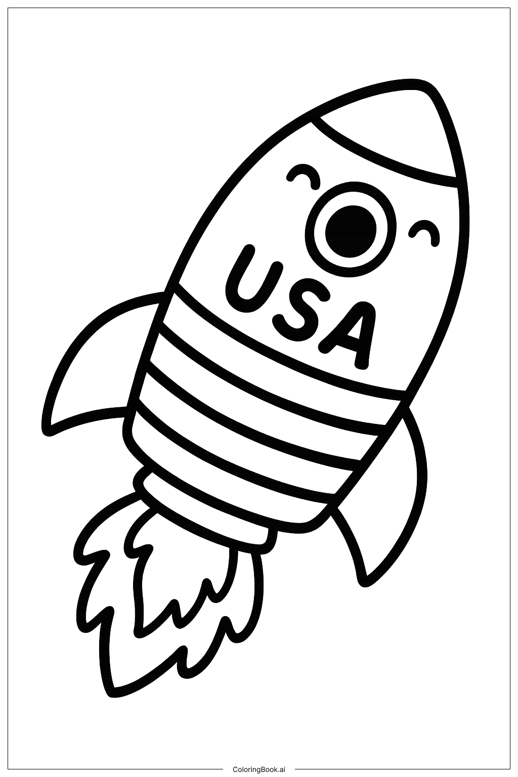  美国国旗火箭填色页 