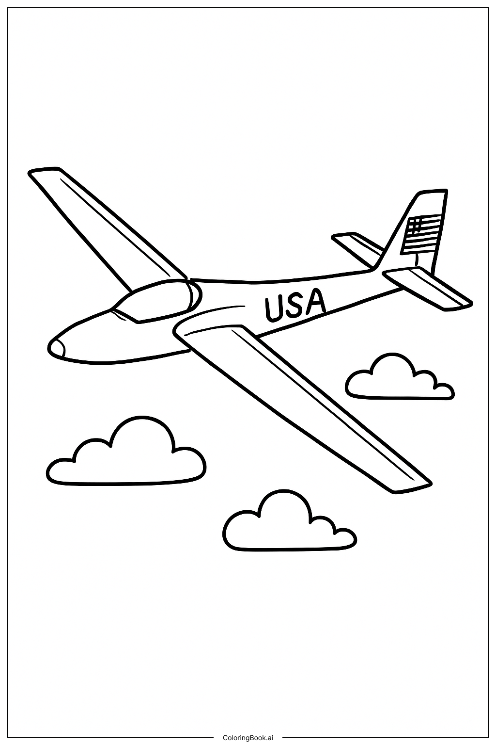  Page de coloriage Planeur au drapeau des États-Unis 