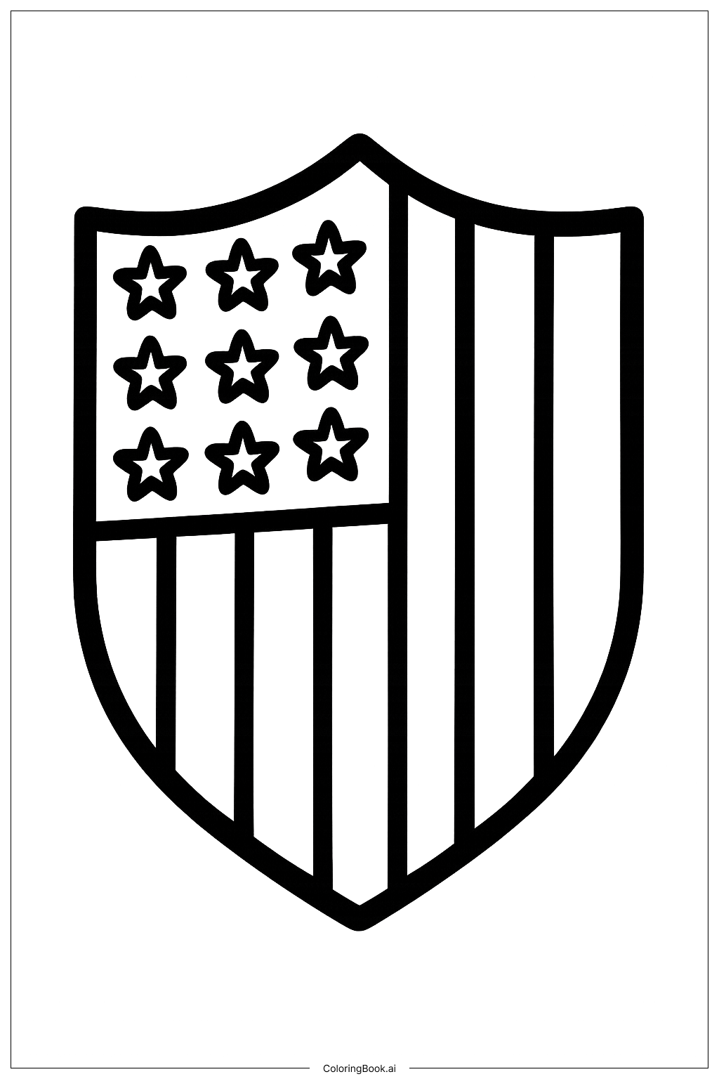  美国国旗盾牌填色页 