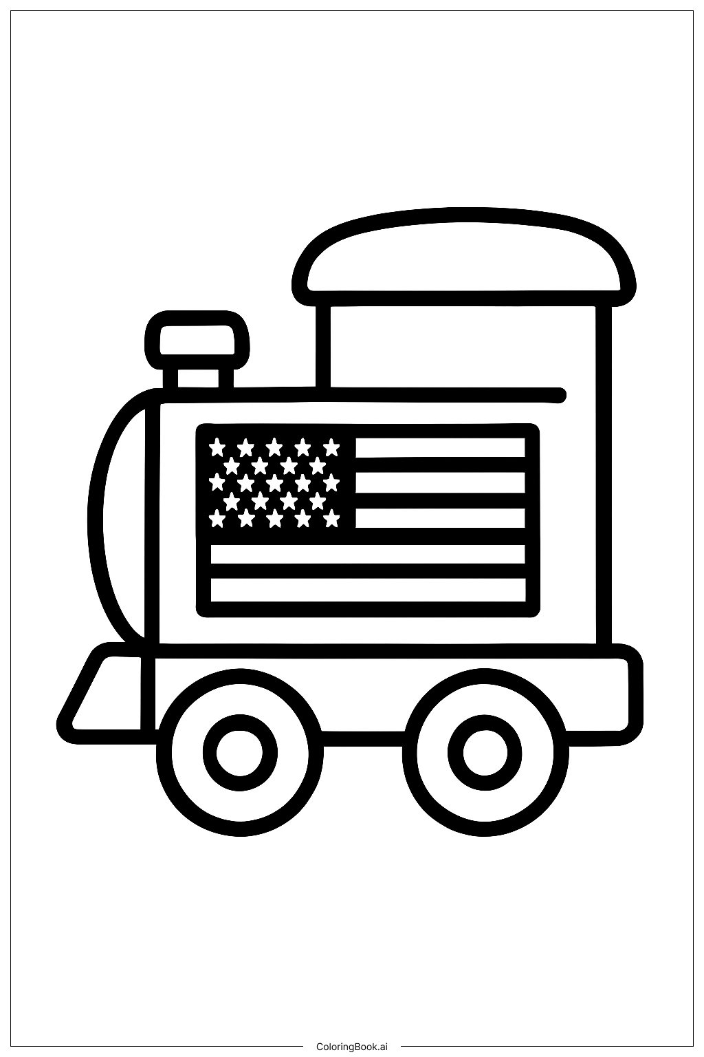  美国国旗火车车厢填色页 