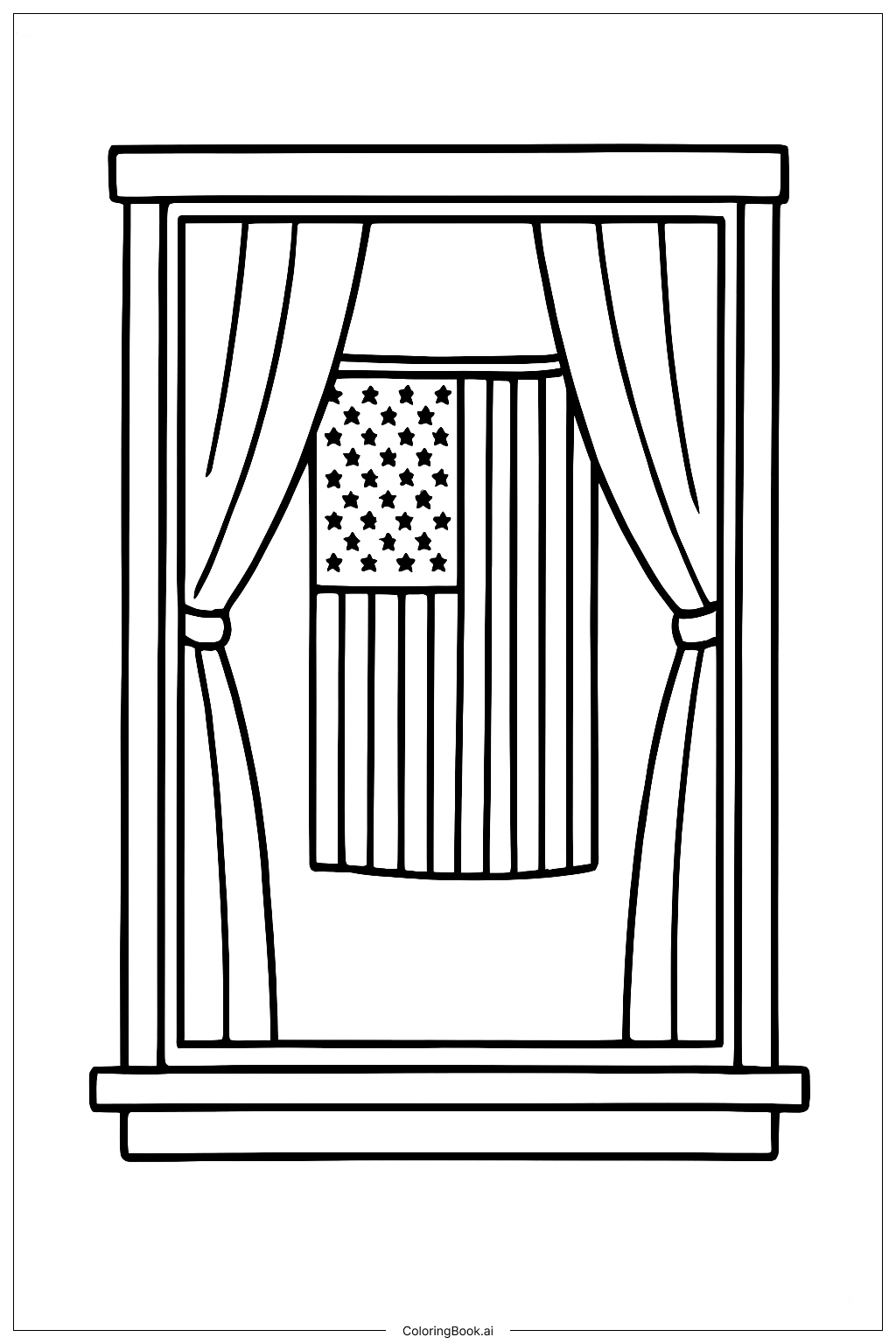美国国旗窗户填色页