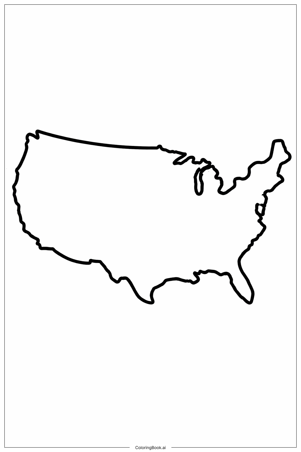  USA Map Basic Outline Coloring Page 