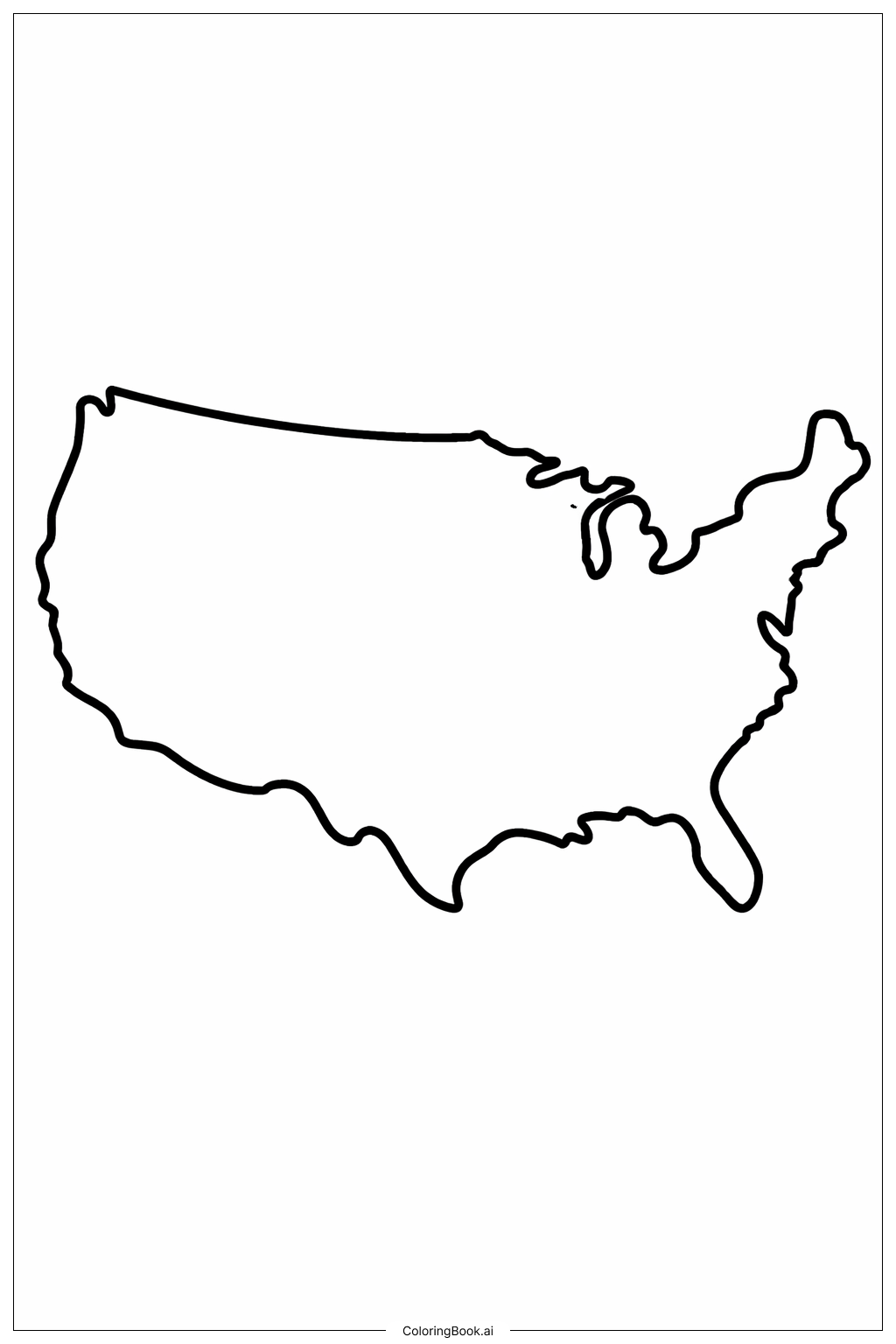  USA Map Big Outline Coloring Page 