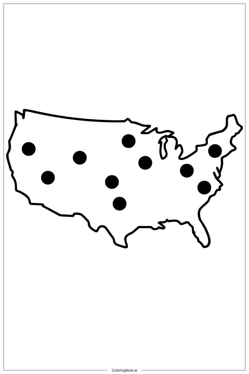  USA Map Dot Map Coloring Page 