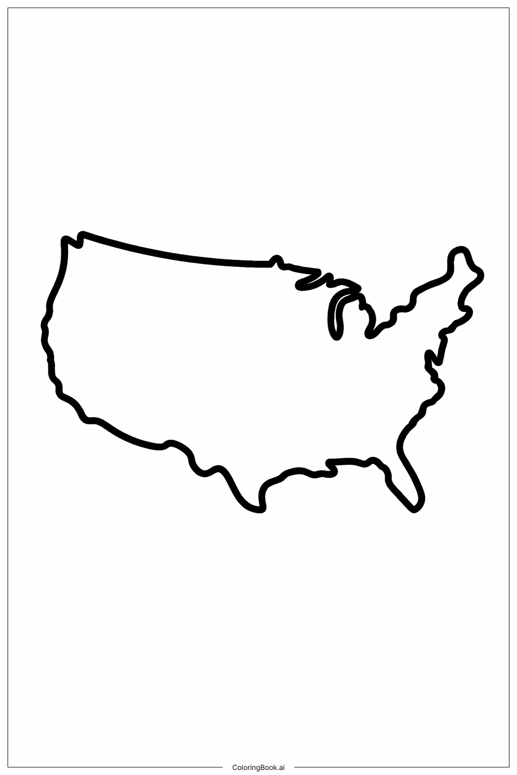  USA Map Flat Shape Coloring Page 