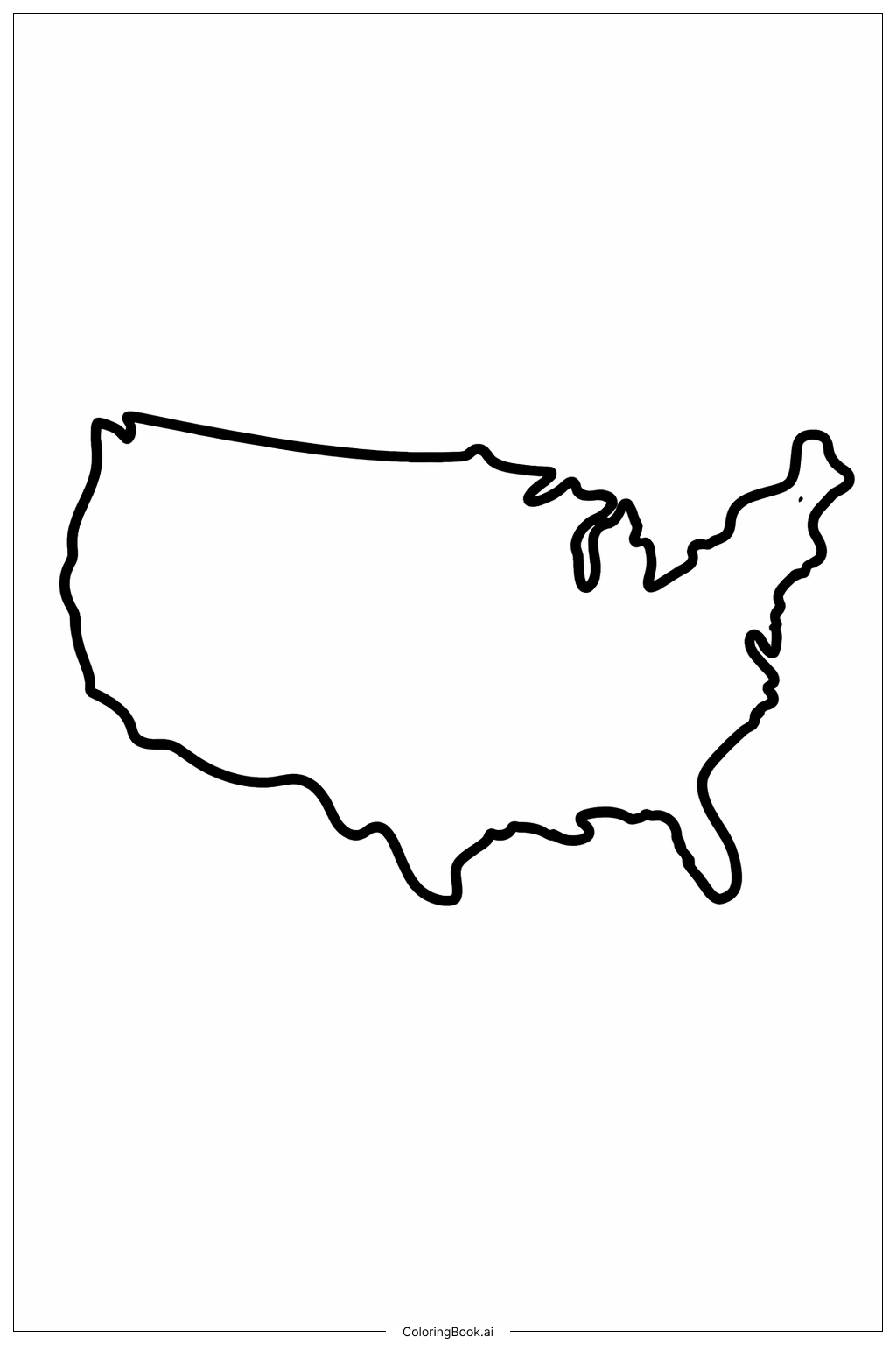  USA Map Kid Style Coloring Page 