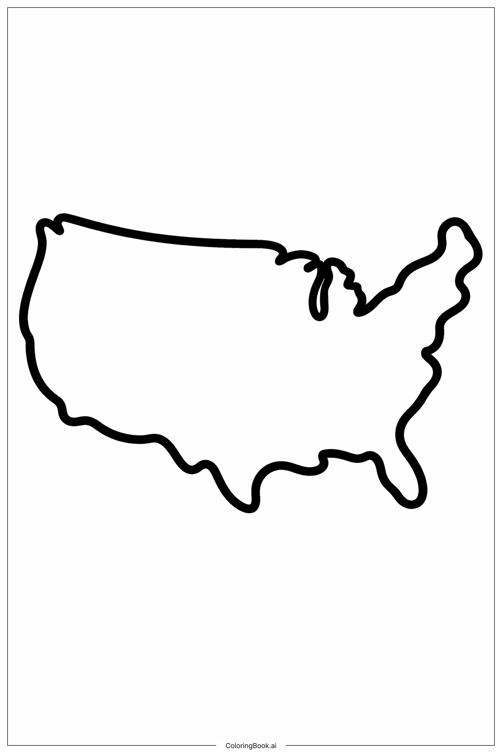  USA Map Playful Outline Coloring Page 
