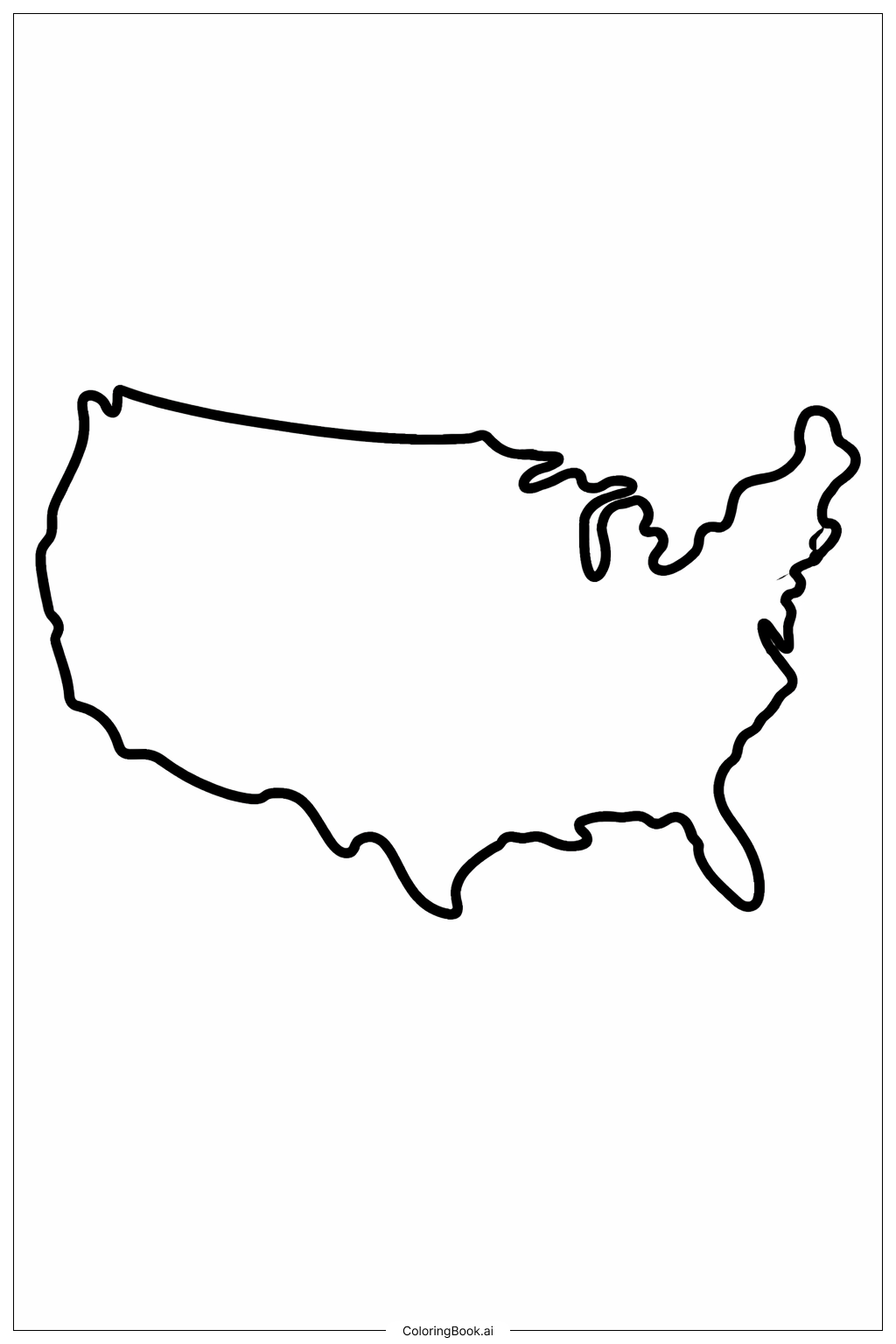  USA Map Simple Shape Coloring Page 