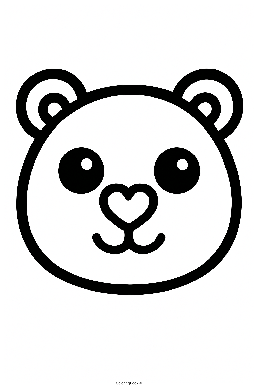  Valentine's Day Bear Face Coloring Page 