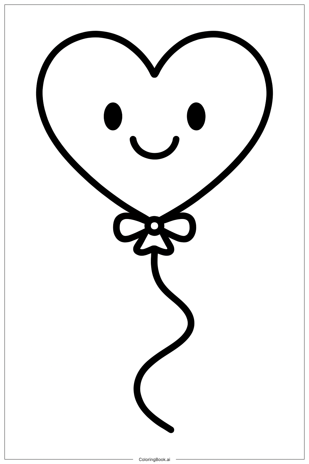  Valentine's Day Big Heart Balloon Coloring Page 