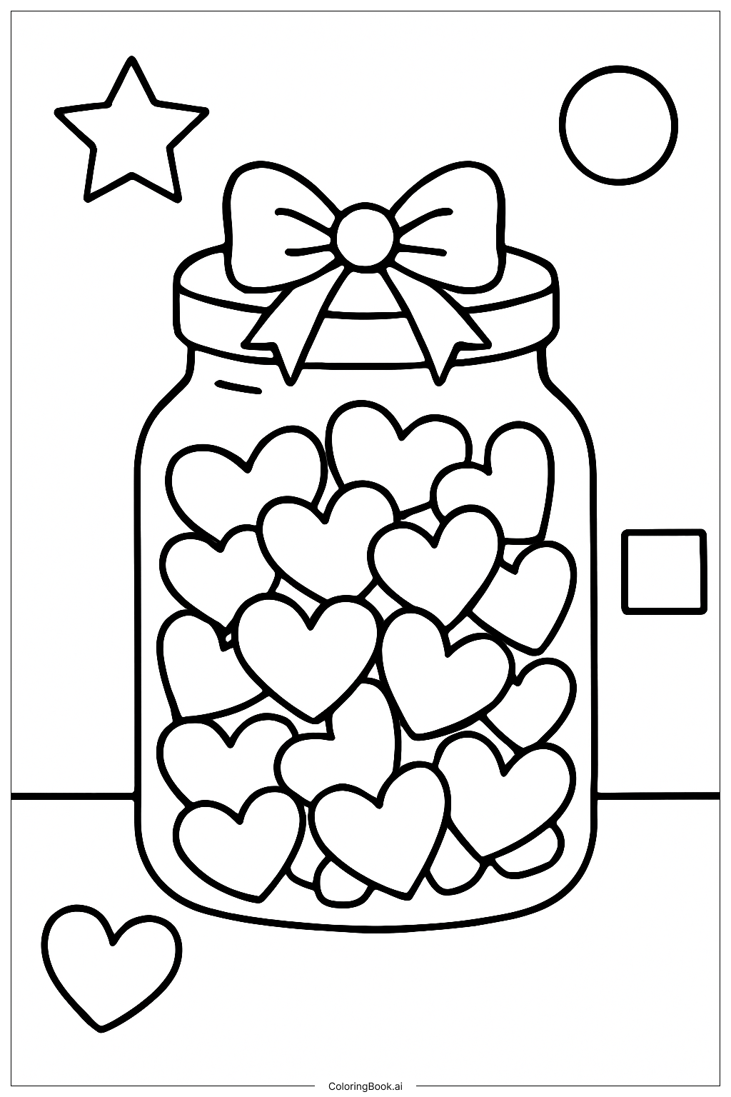 Valentine's Day Candy Jar Coloring Page 