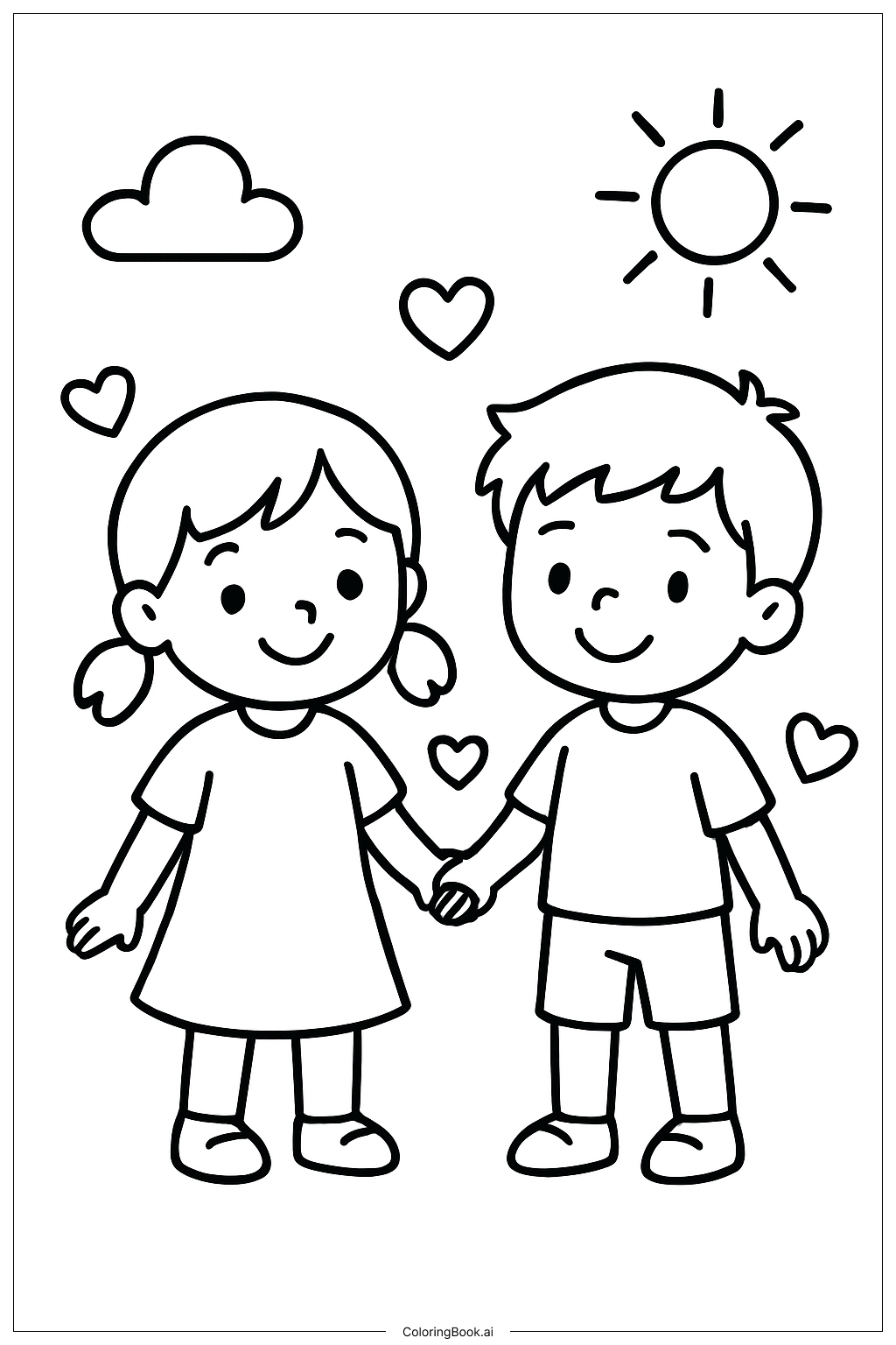  Valentine's Day Couple Holding Hands Coloring Page 