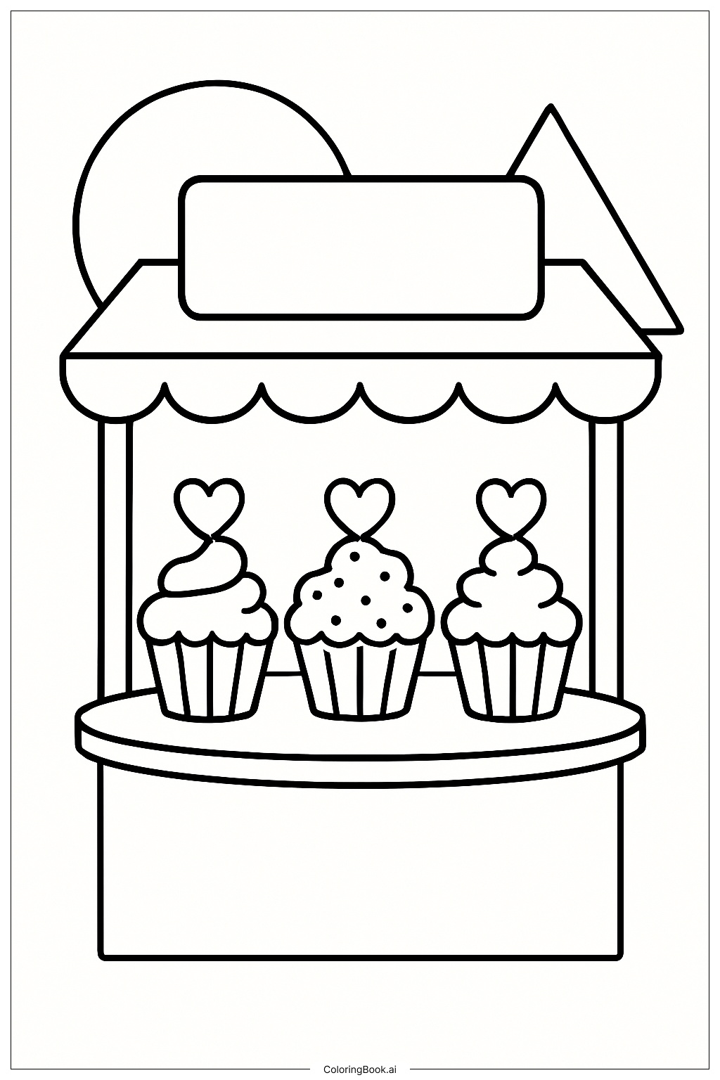  Valentine's Day Cupcake Stand Coloring Page 