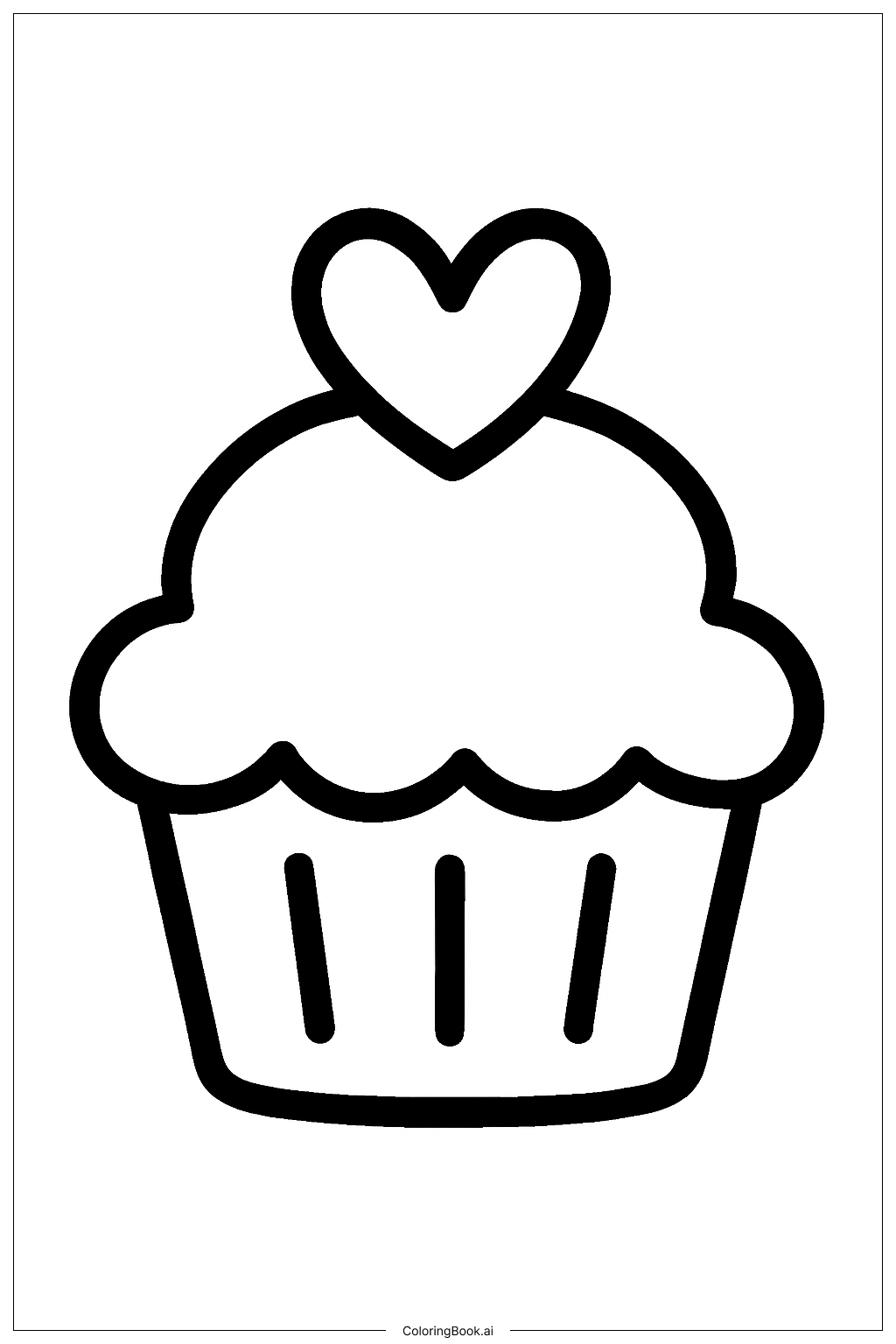  Valentine's Day Cute Cupcake Coloring Page 