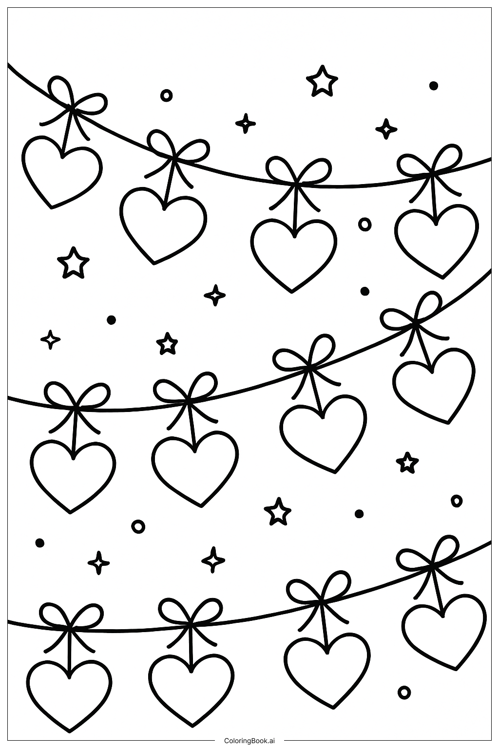  Valentine's Day Heart Garland Coloring Page 