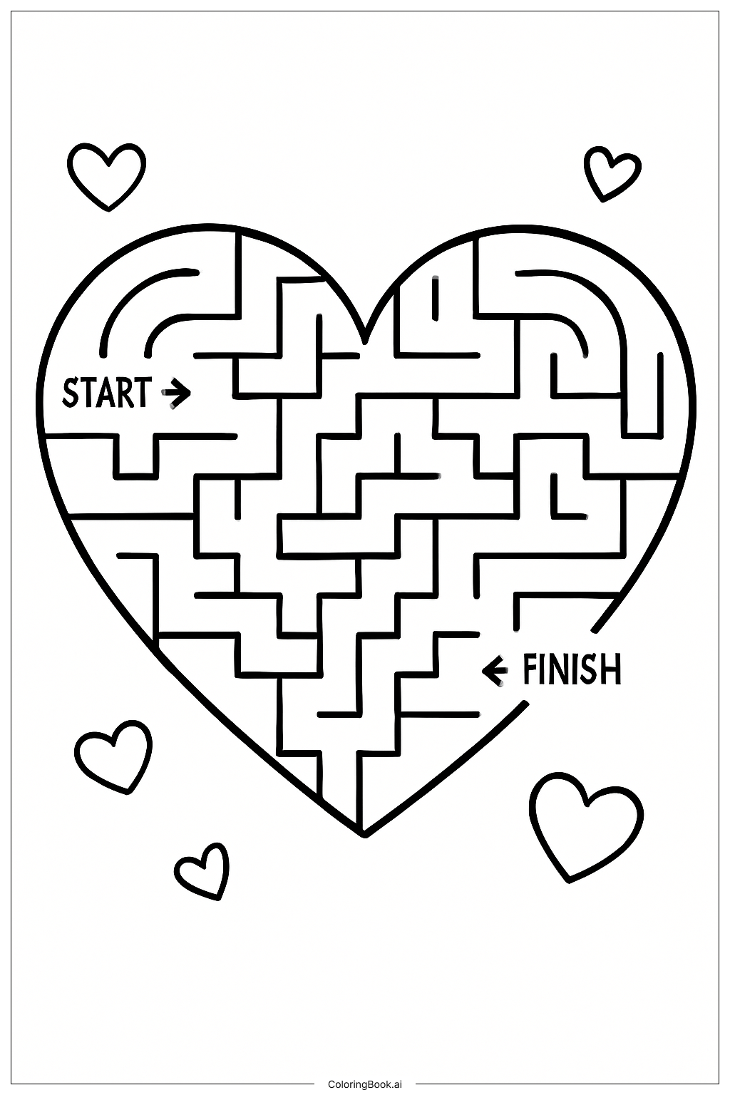  Valentine's Day Heart Maze Coloring Page 