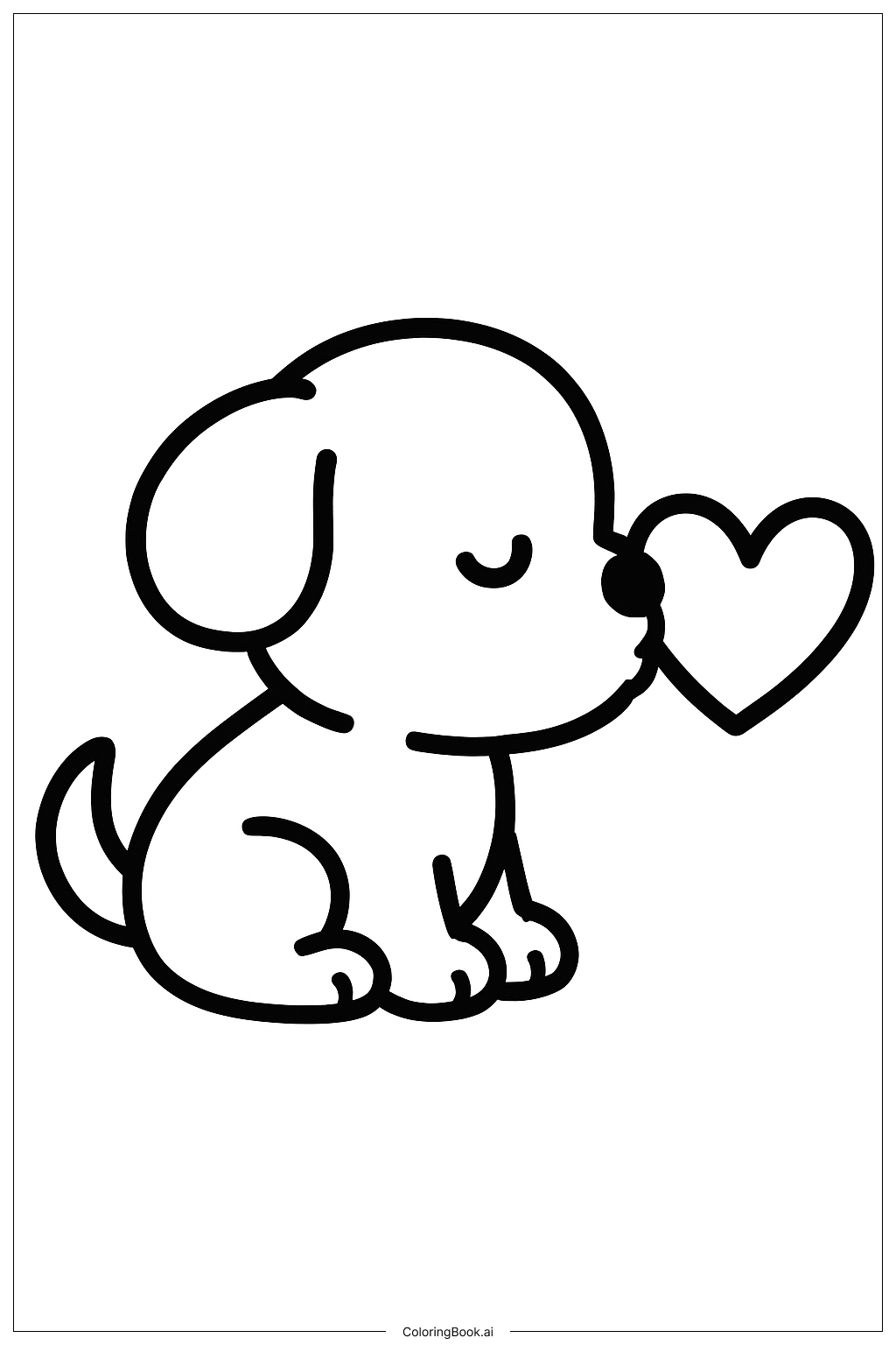  Valentine's Day Puppy Kiss Coloring Page 