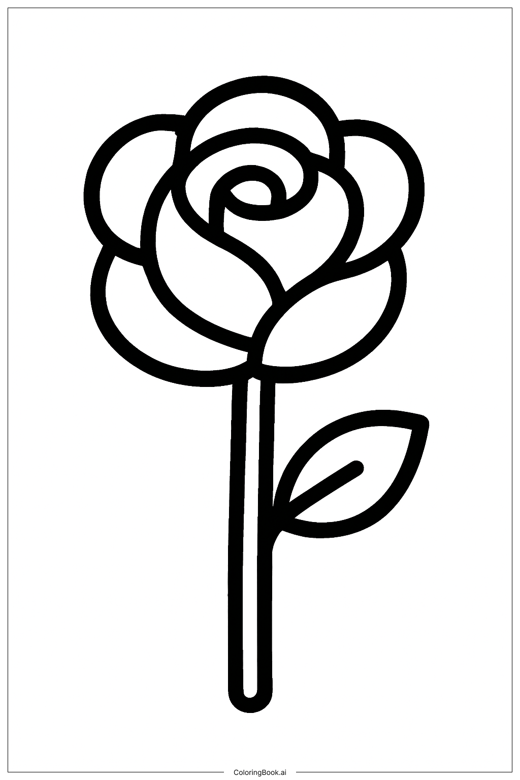  Valentine's Day Simple Rose Coloring Page 
