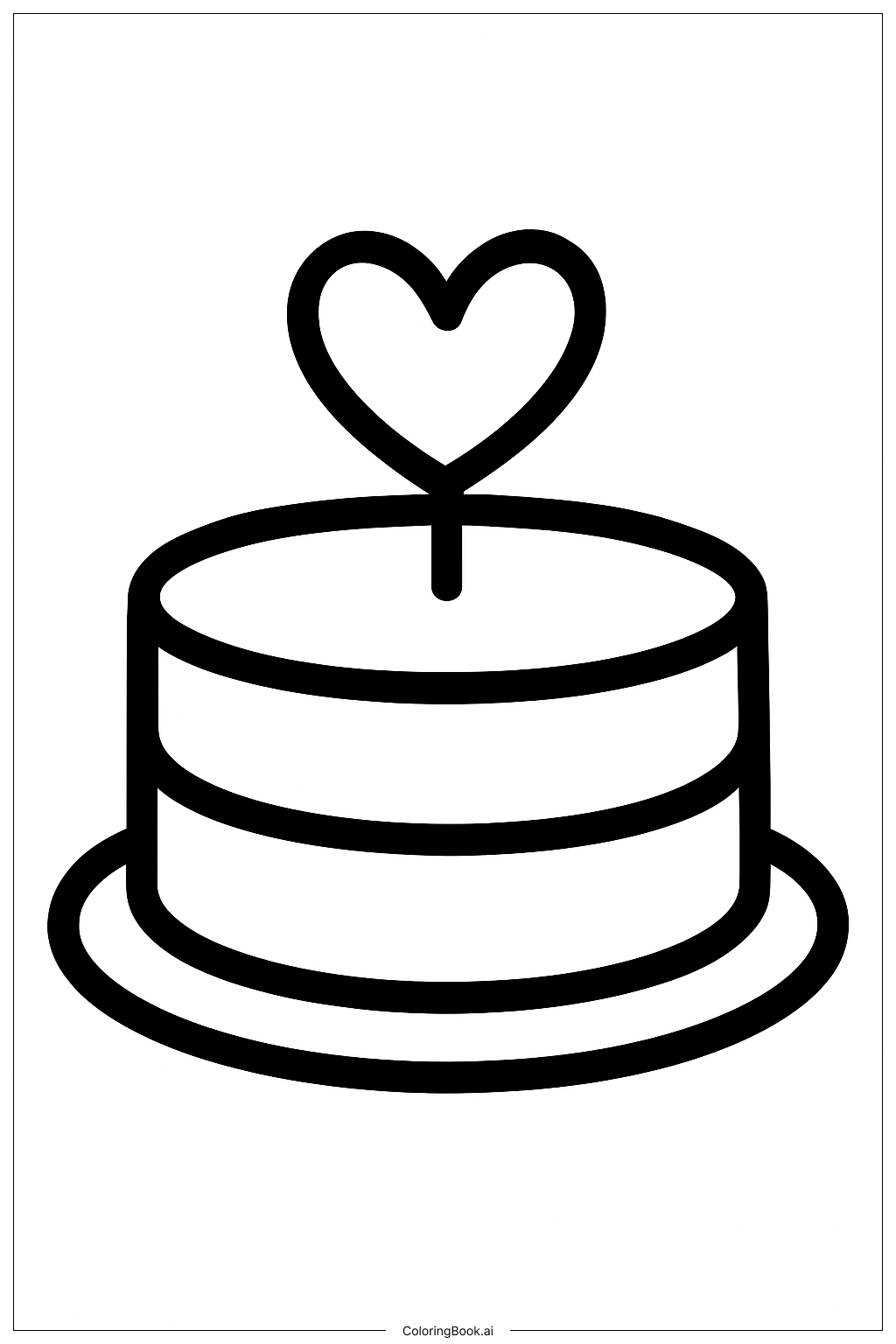  Valentine's Day Small Cake Coloring Page 