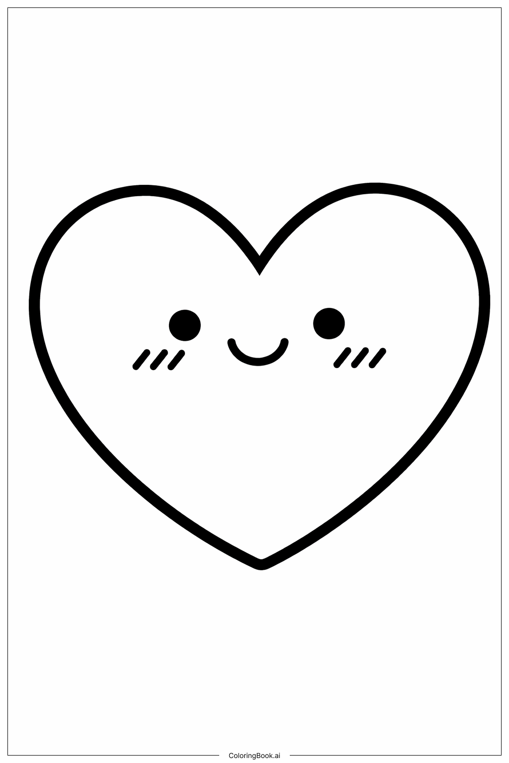  Valentine's Day Smiling Heart Coloring Page 