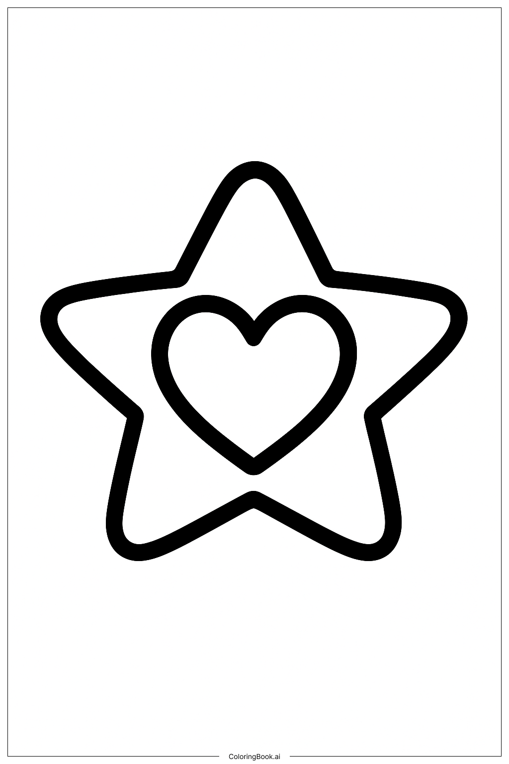  Valentine's Day Star Heart Coloring Page 