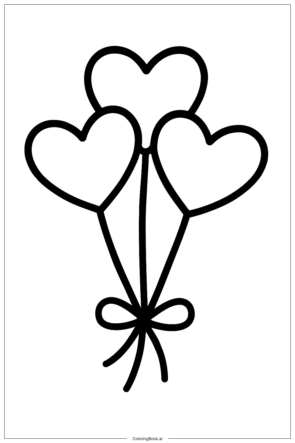  情人节气球小花束填色页 