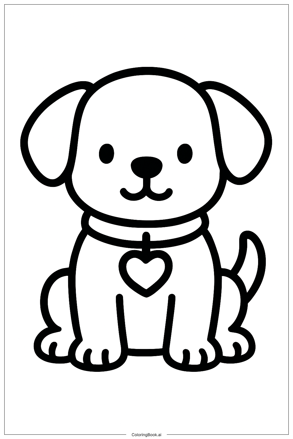  情人节可爱小狗填色页 