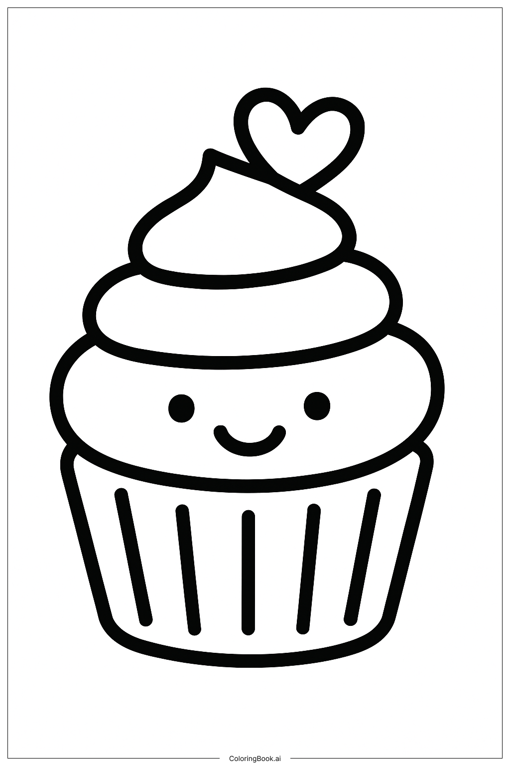  情人节快乐杯子蛋糕填色页 