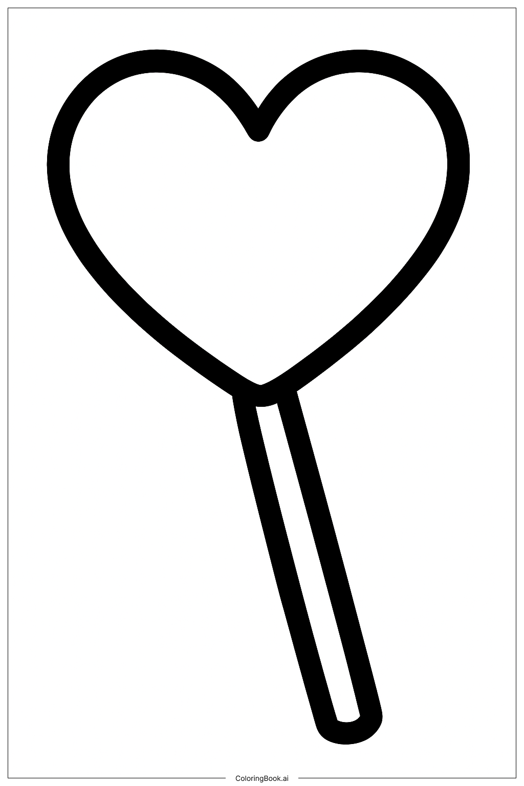  情人节爱心棒棒糖填色页 