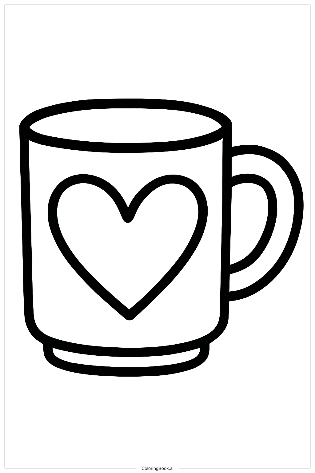  情人节爱心杯填色页 
