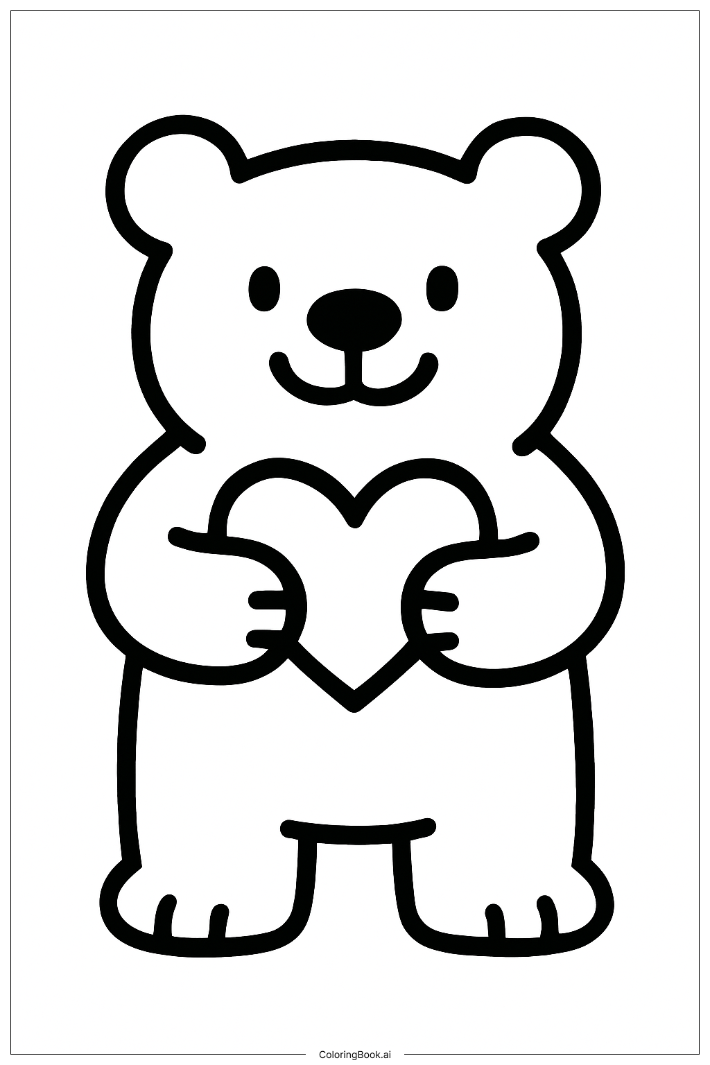  情人节微笑小熊填色页 