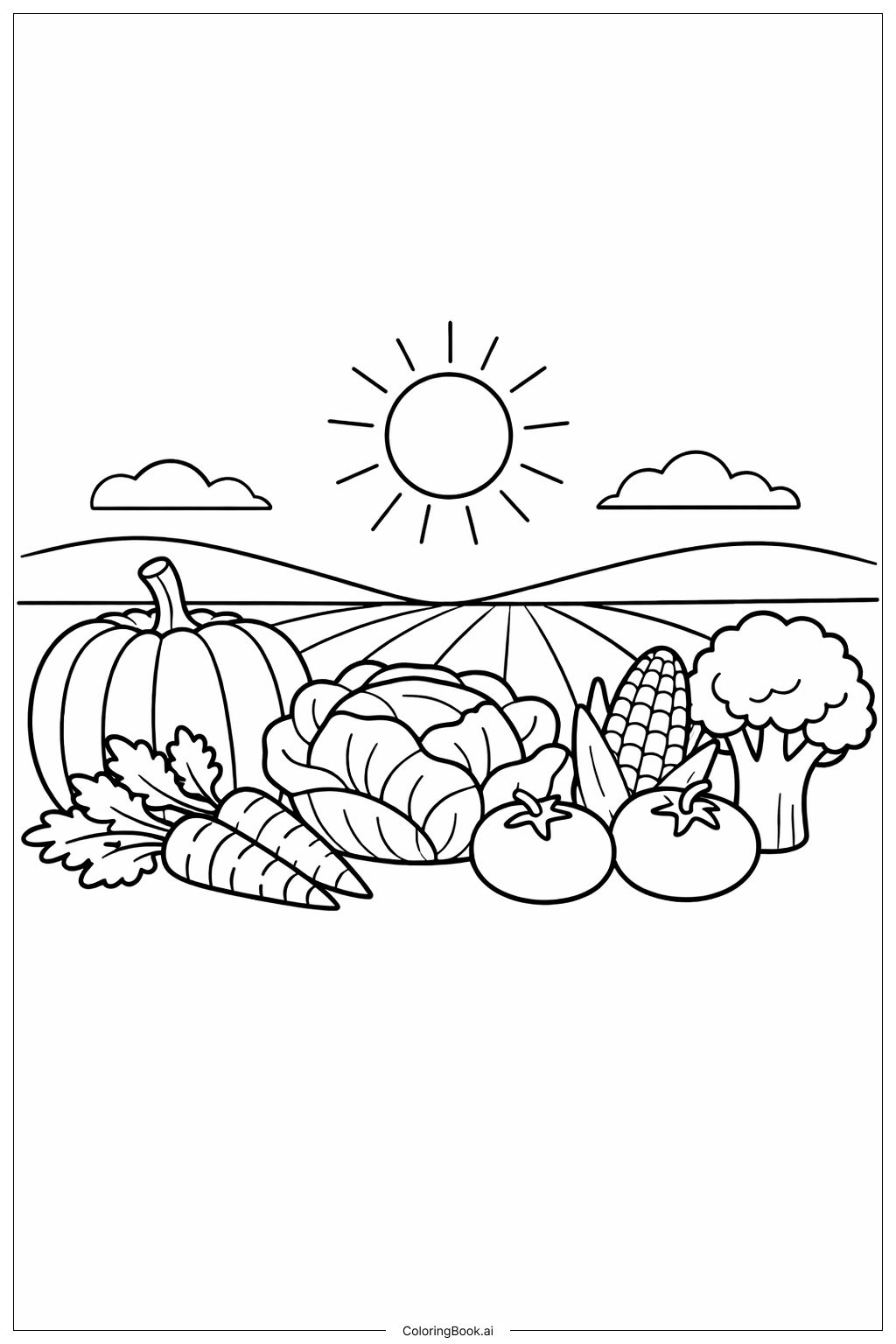  Trang tô màu Rau Củ Ở Trang Trại Hoàng Hôn 